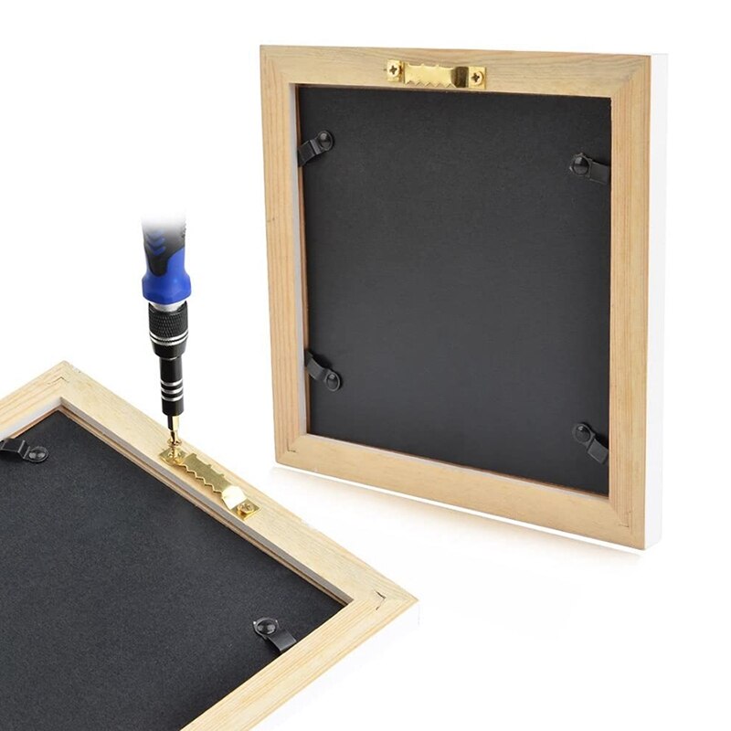 100 Pieces Picture Frame Hanging Sawtooth Hangers Kits Double Hole 200 Head Screws Wall Mounting Golden