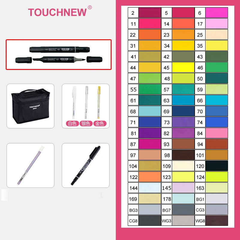 TOUCHNEW Marker 12/30/60/80/168 Colors Soft Brush Markers Pen Sketch Drawing Markers Set For Adults Comic Animation Art Supplies: Mixed Color
