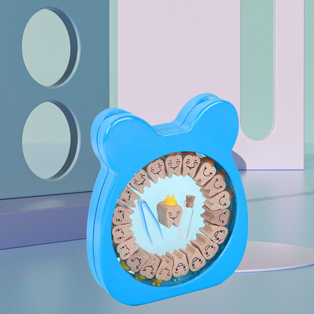 Baby Tooth Fairy Box Contains Container Collection Children Milk Teeth Boxes Storage Holder for Kids Baby Girls Children: blue