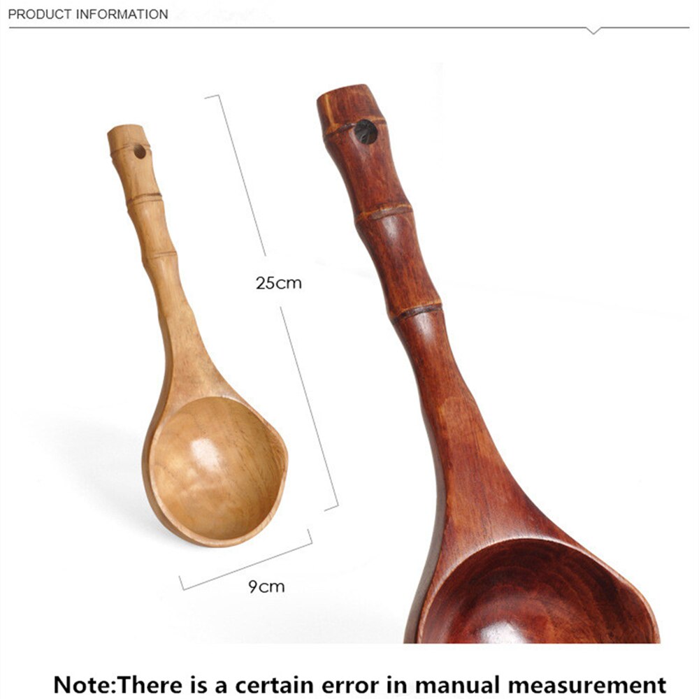 Cucharas grandes de madera para sopa, cuchara de cocina de estilo japonés, cucharón duradero, utensilios de cocina con mango largo