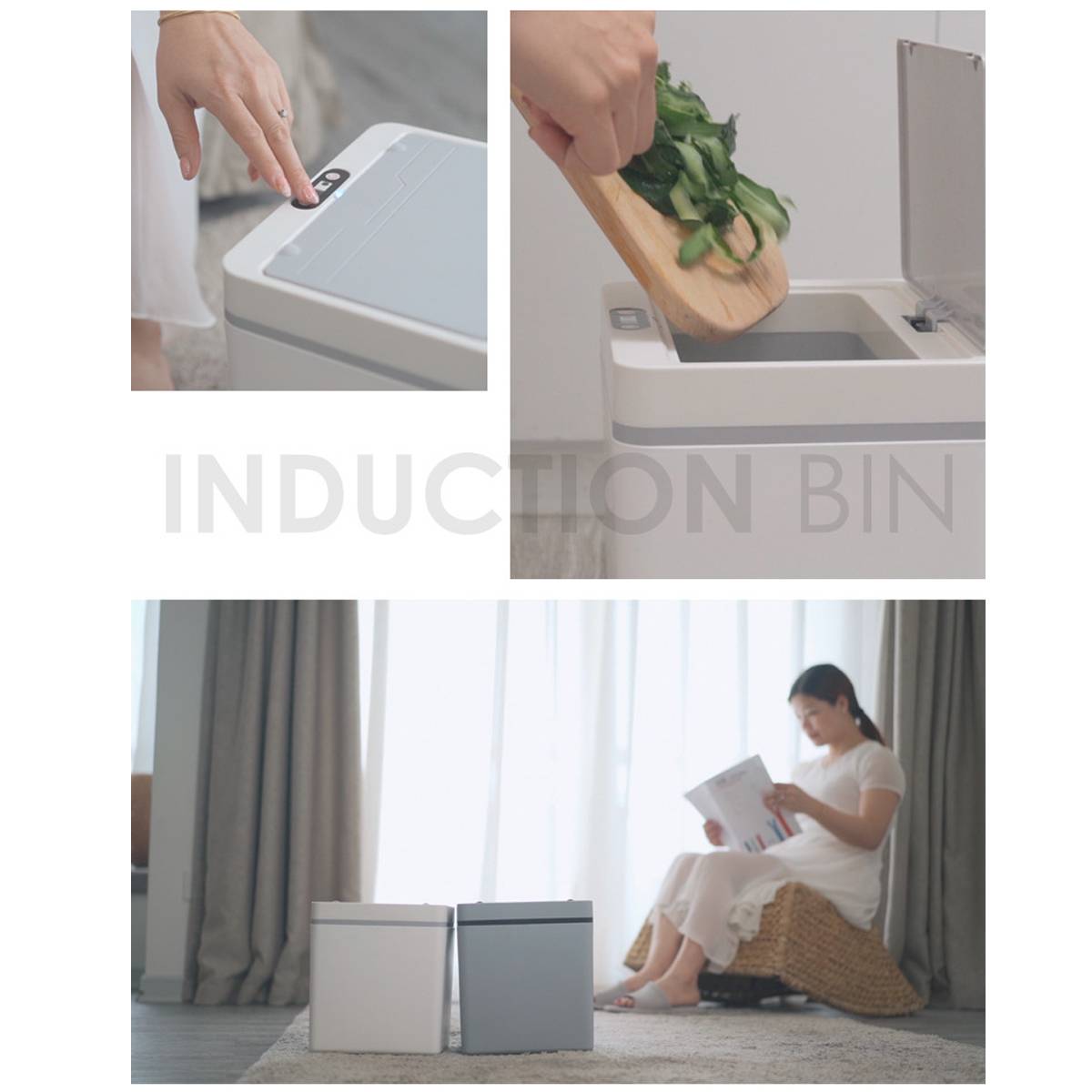 13L Automatic Sensor Dustbin Infrared&Vibration Sensor Trash Can Induction Waste Bin Rubbish Can Home Living Room Garbage Bucket