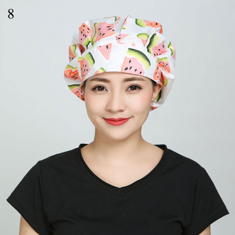 Sombreros para cocinar redondos ajustables Unisex, gorro de algodón a prueba de polvo, pañuelo para la cabeza con estampado de flamenco, gorros para cocinar dibujos animados, novedad: 8