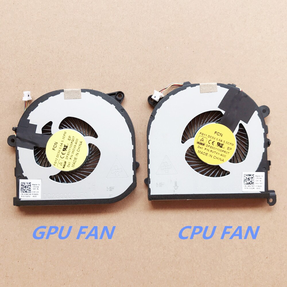 Neue Laptop CPU gpu kühler für Dell XPS 15 9550 Kühler Fan 0RVTXY 036CV9 DFS501105PR0T FG11 DFS501105PQ0T FG12 kühlung Fan