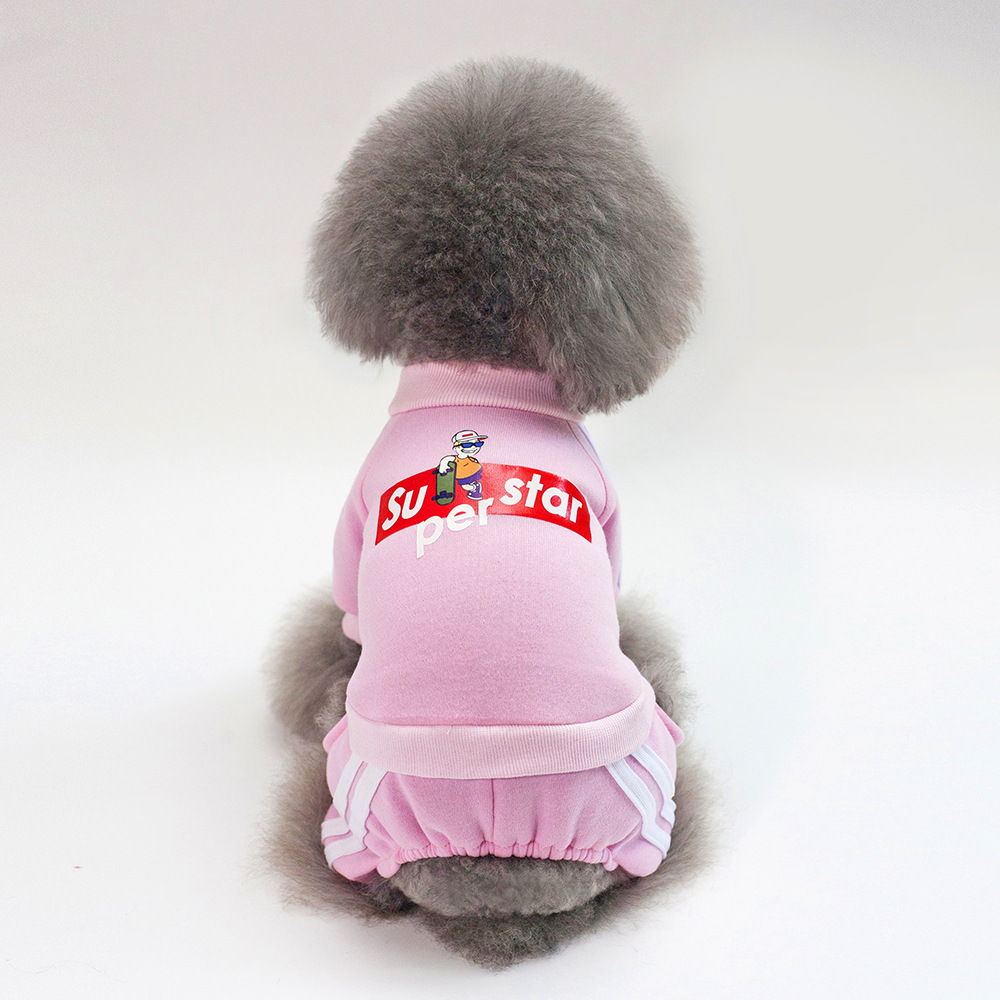Pet Clothes for Dogs and Cats 4-Leg Hoodie Coat Pet Vest Puppy Clothes Print Apparel 5 Sizes Dog Clothes Dog Accessories: S / black