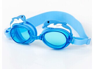 Gafas de natación profesionales para niños, lentes de dibujos animados, Delfín, antivaho, impermeables, para natación: Sky Blue Dolphin