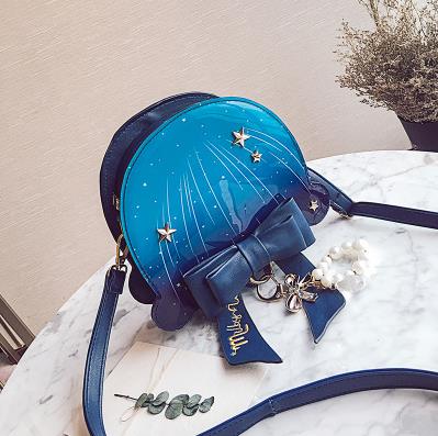 Pastell Ozean Quallen Tasche Nette Lolita Mädchen Marine Blau Bogen Perle Farbe Schulter Tasche Cross Body Satchel Messenger Handtasche: A
