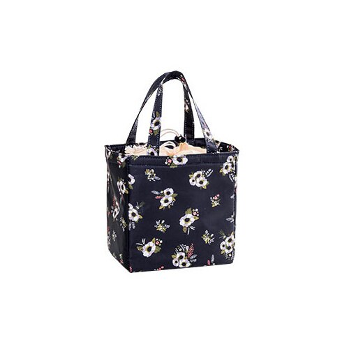 PURDORED 1 pc Cactus Lunch Bags Portable Waterproof Lunch Box Bag For Women Thermal Food Picnic Cooler Bag: black flower