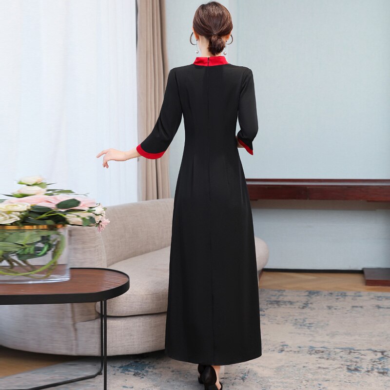 Black Cheongsam Oriental Evening Party Dresses Aut... – Grandado