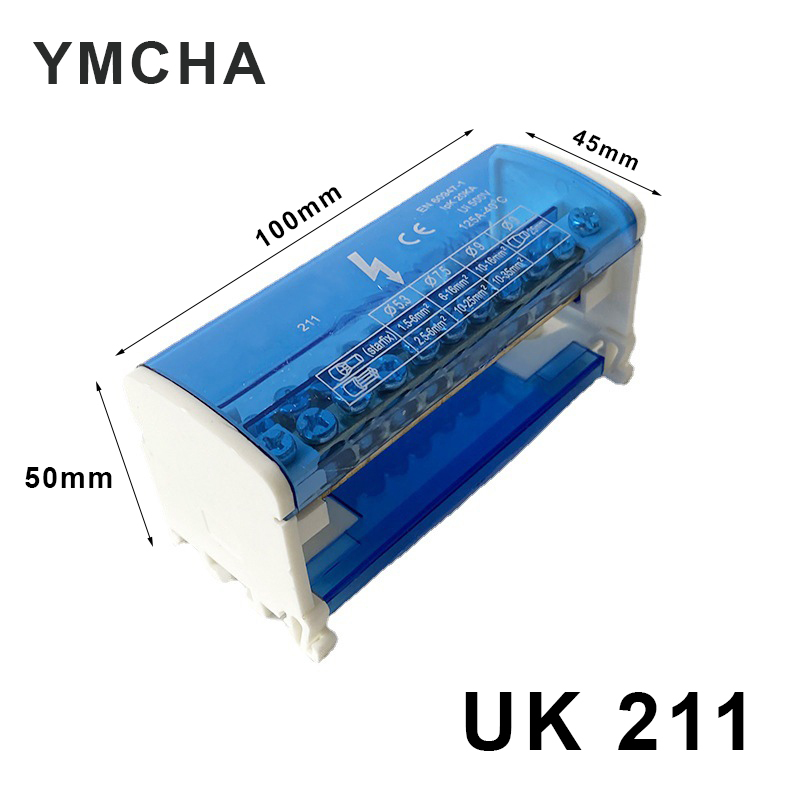 UK211 Din Rail Terminal Block Modular Screw Connection Distribution Block Box Power Universal Electric Wire Junction Box