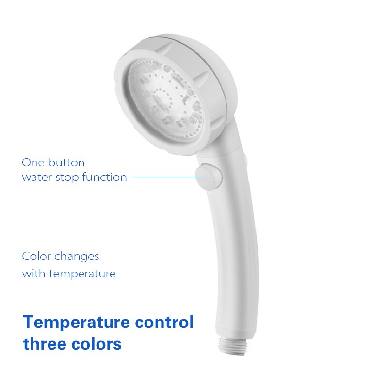 Lumière LED pomme de douche contrôle de température buse de douche couleur luminothérapie Anion bain pomme de douche LED veilleuses buses de bain: Temperature control