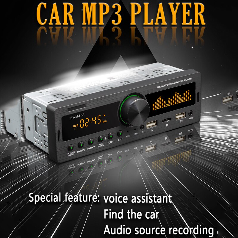 Swm -80a 1 din autoradio mit 12v audioquellen, aufnahmefunktion, parkort, multimedia-musikwiedergabe,  mp3- player-anschlüssen, aux/usb/fm-stereoempfang