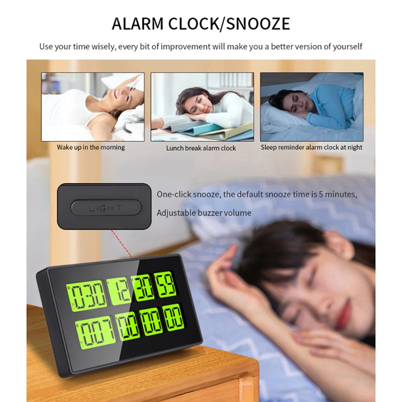 Dual Kitchen Timer Cooking Timer 2 Channels Count Up ＆ Down Timer with Magnetic Back 999 Days 7 Colors Backlight