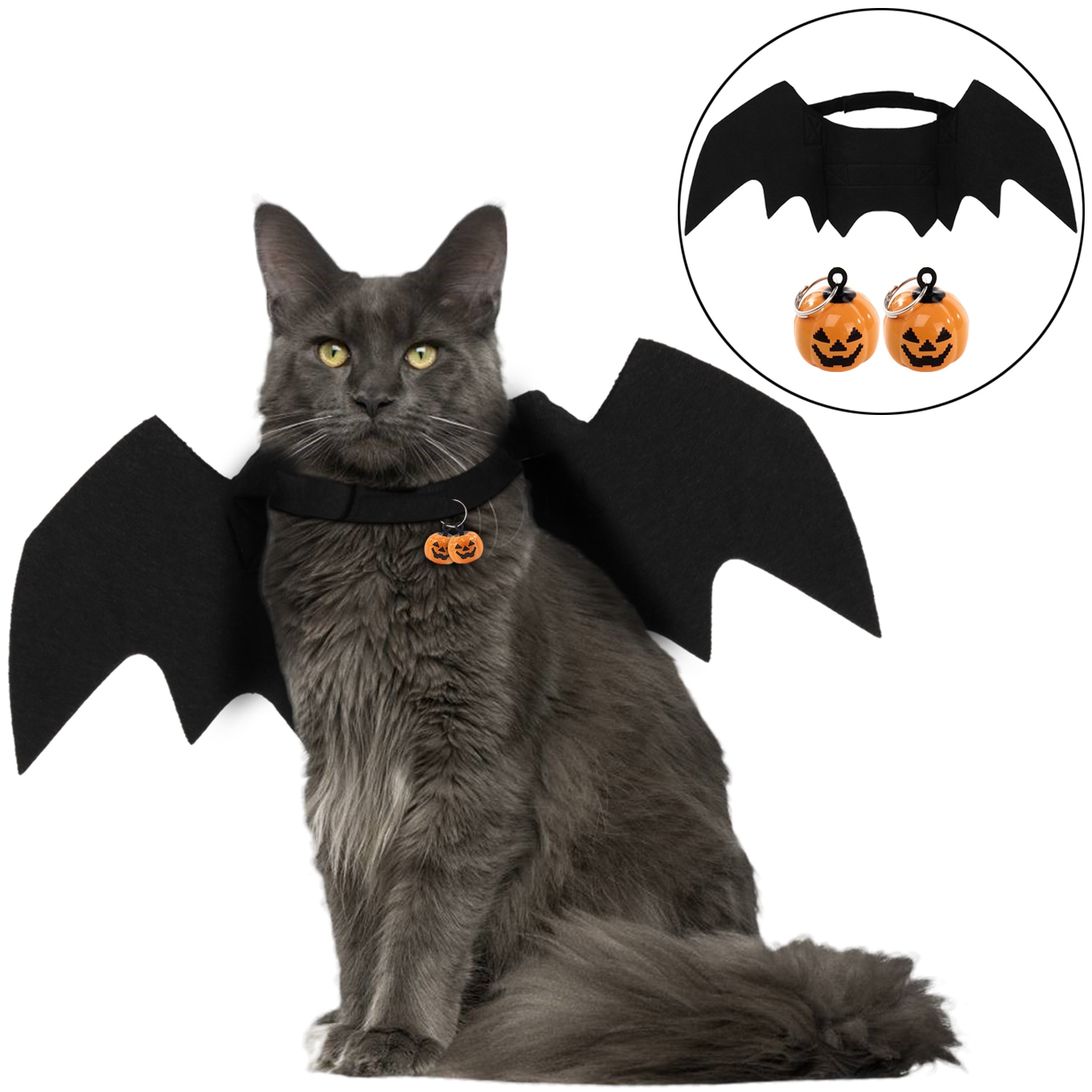 Halloween 1PC Divertente Gatti Cosplay costume animale domestico Ali di Pipistrello gatto pipistrello costume in forma Partito Cani Gatti Che Giocano Accessori per Animali Domestici: Cloth e 2pezzi bells