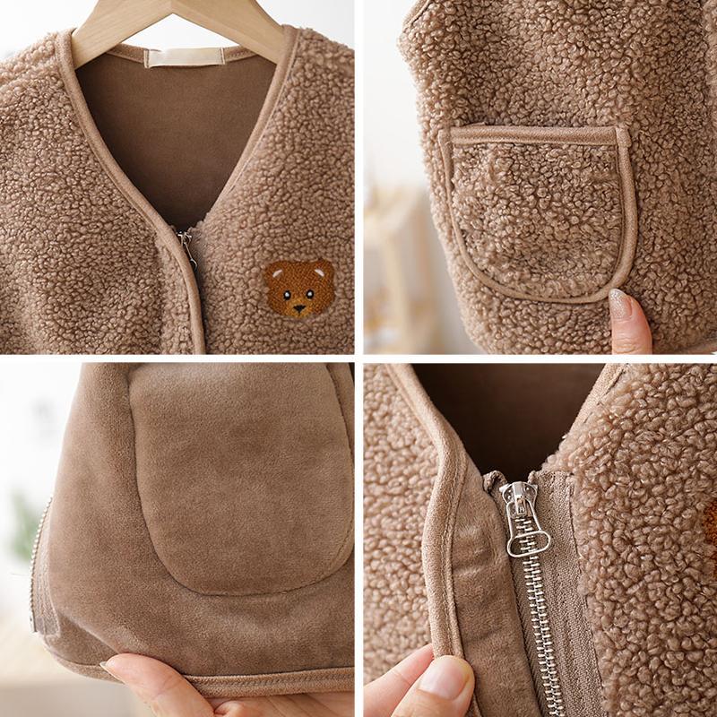 Gilet in pile Teddy per ragazzi e ragazze 2020 giacca moda senza maniche calda autunno e inverno all-match