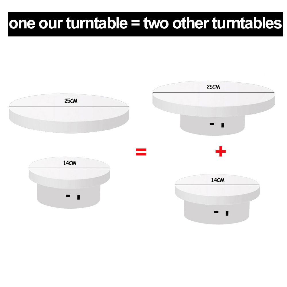 25CM Photography Electric Rechargeable Rotating Turntable Display Stands for Jewelry Product Display Chargeble 3D Scan Pan