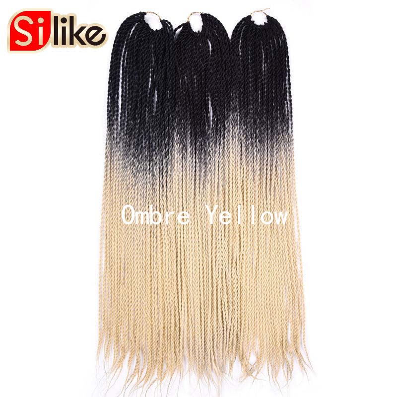 Silike 24 inch Ombre Senegalese Twist Hair Crochet Braids 30 Roots Pre-looped Synthetic Crotchet Braiding Hair for Women: NC/4HL