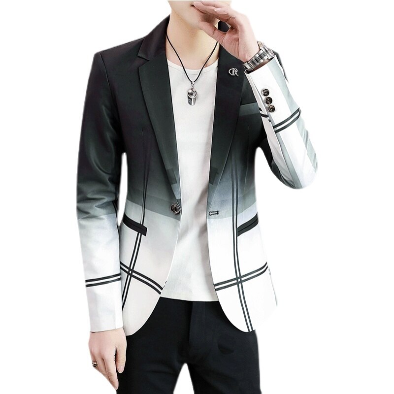 Veste de Costume à carreaux pour Homme, tenue de mariage, de soirée, de société, Slim, avec dégradé