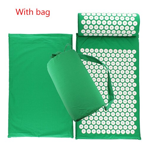 Acupressure Mat Massager Relieve Body Stress Pain Mat Natural Relief Stress Body Massage Pillow Cushion With Bag Yoga Mats: Light Green