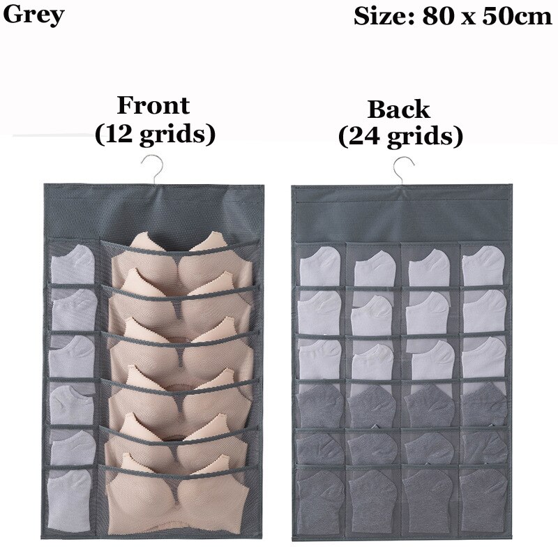 Double-sided Mesh Wardrobe Storage Hanging Organizers For Underwear Bra Socks Necktie Folding Closet Clothing Rack Hanger: C17