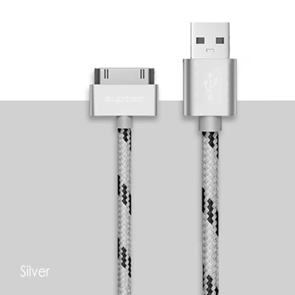 Suptec voor iphone 4 4s 3gs 3g ipad 1 2 3 ipod nano touch 30- pins usb-kabel snel opladen originele opladeradapter datasynchronisatiekabel: Zilver / 100cm