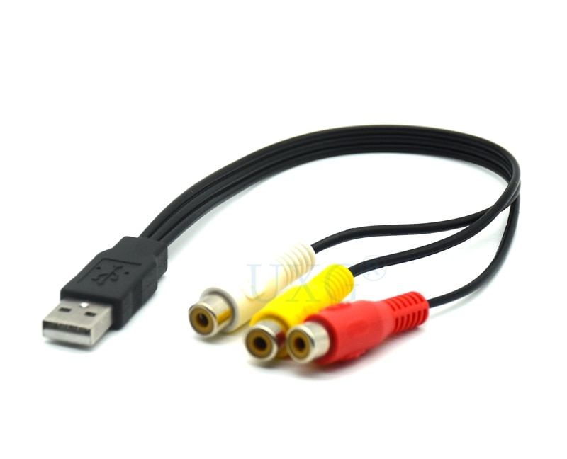 Adaptador USB macho a 3 RCA hembra, convertidor de Audio, Cable de vídeo AV A/V, Cable USB a RCA para HDTV, TV, Cable de televisión, 1 ud.