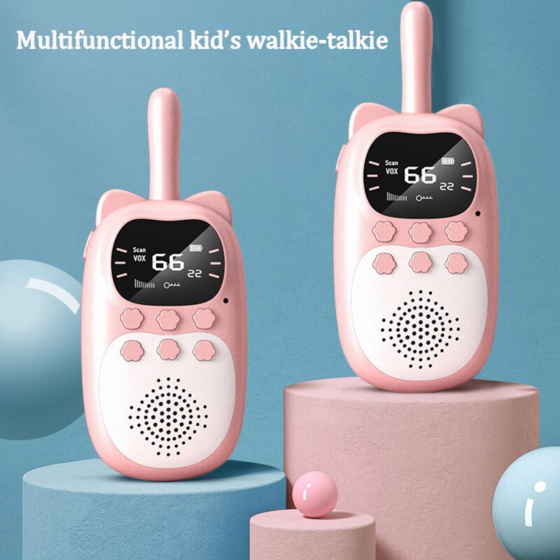 Walkie Talkie Voor Kinderen Handheld Draadloze 3Km Bereik Usb Oplaadbare Outdoor Kinderen Speelgoed Beste Cadeau Voor Kinderen 2 Stuks: pink and pink