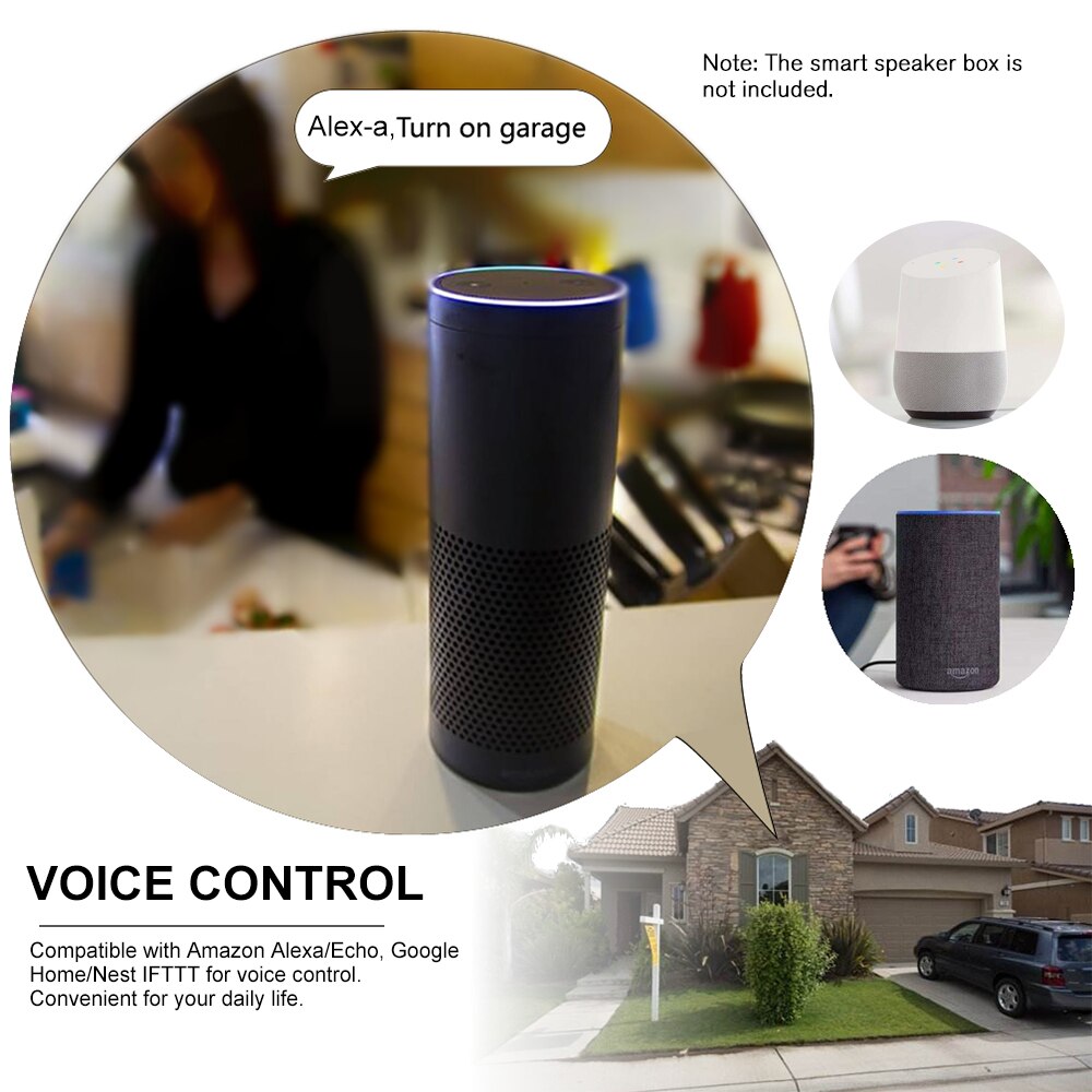 WiFi Smart Switch Garage Door Controller Compatible Garage Door Opener Smart Phone Remote Control APP Timing Function