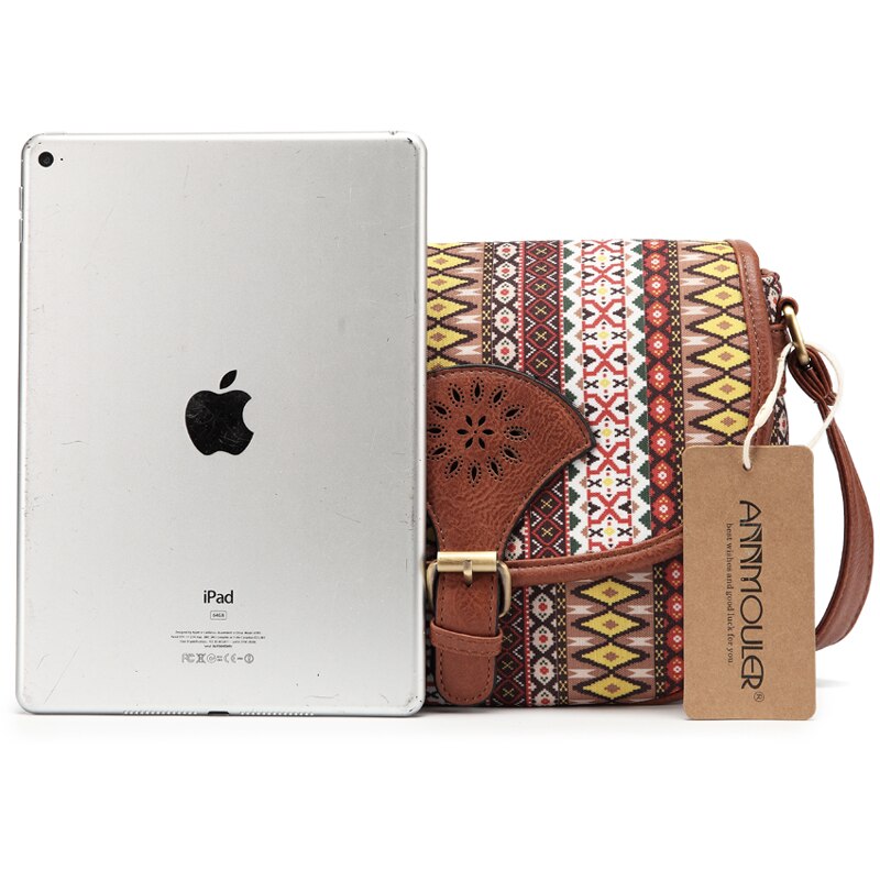 Annmouler brand kvinder skuldertaske vintage udhulet crossbody taske pu læder lille taske boheme stil messenger tasker