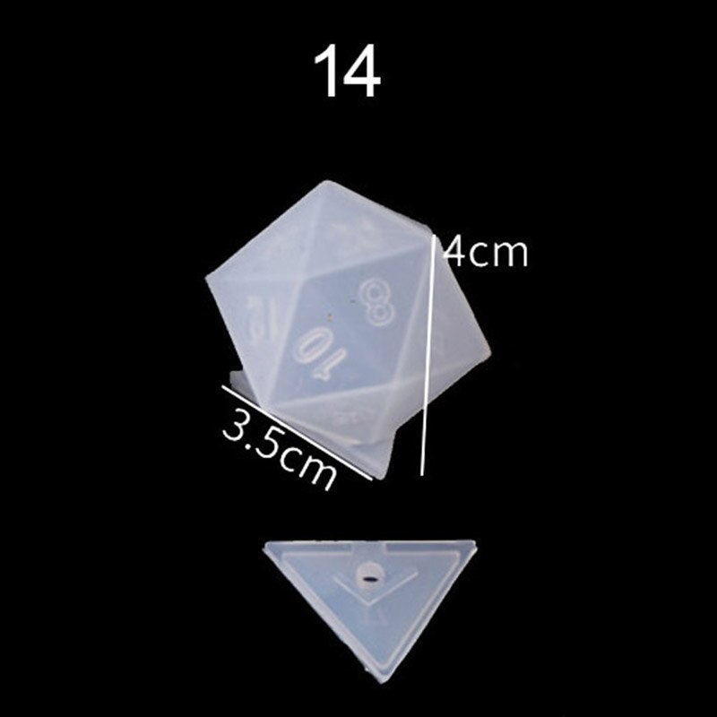 1pcs FAI DA TE Dadi Di Cristallo A Resina Epossidica Stampo In Silicone Arrotondato Multi-spec Digitale Specchio Stampo In Silicone per Strumenti di Creazione di Gioielli: 14