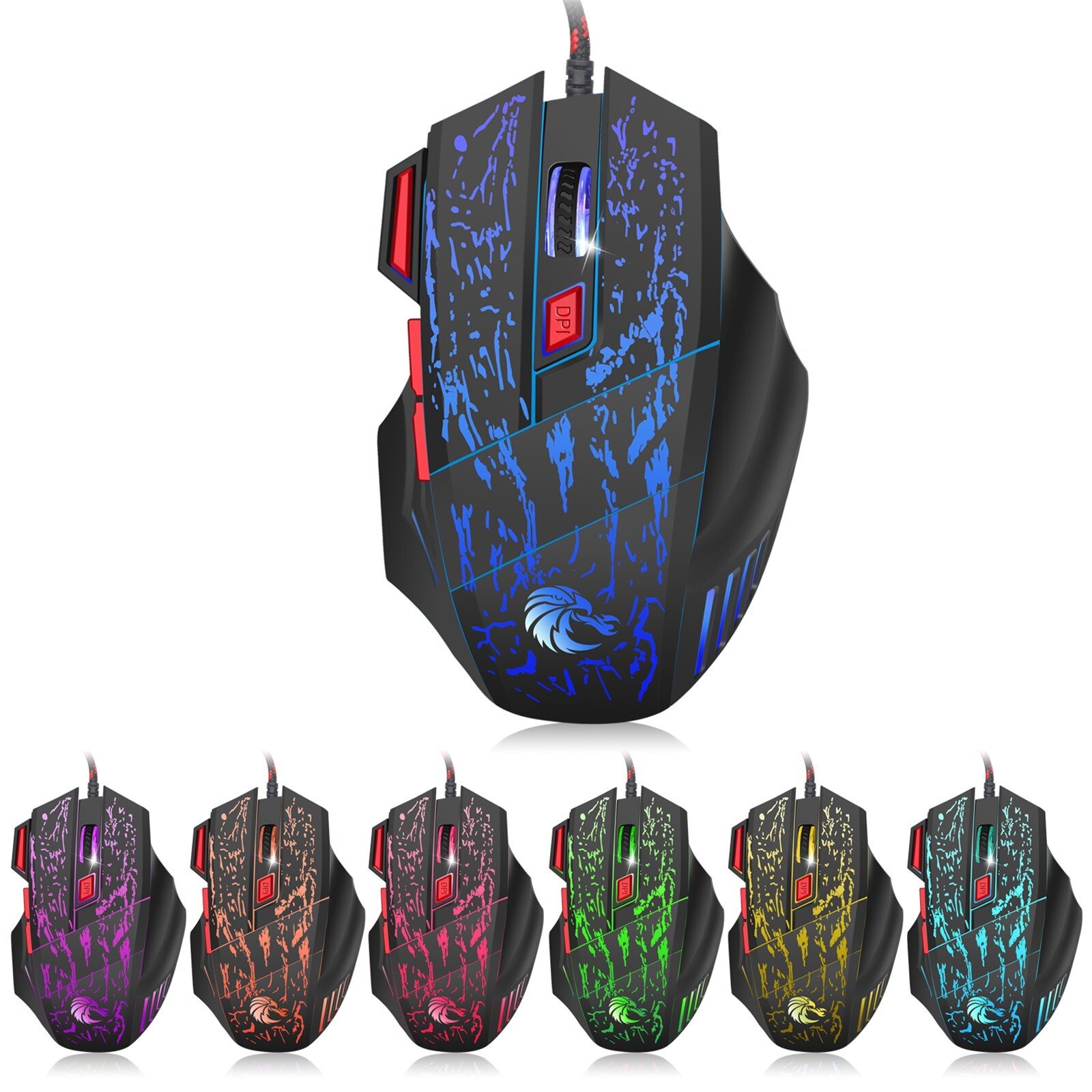 RGB Mechanical Gaming Keyboard Computer Mouse Gamer Set 104key PCKeypad 5500DPI 7Key Wired Gaming Mouse For PC Laptop клавиатура