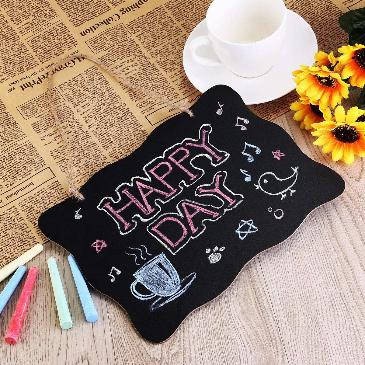 25.5*20cm Hanging Chalkboard Table Blackboard Double-Sided Sign Message Board 2 pcs for Store DIY Craft