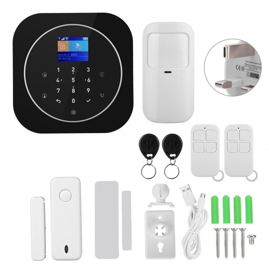 Alarm System Kits 1.8in TFT WIFI GSM Wireless Home Security Alarm APP Remote Control for Google Home 100-240V: C
