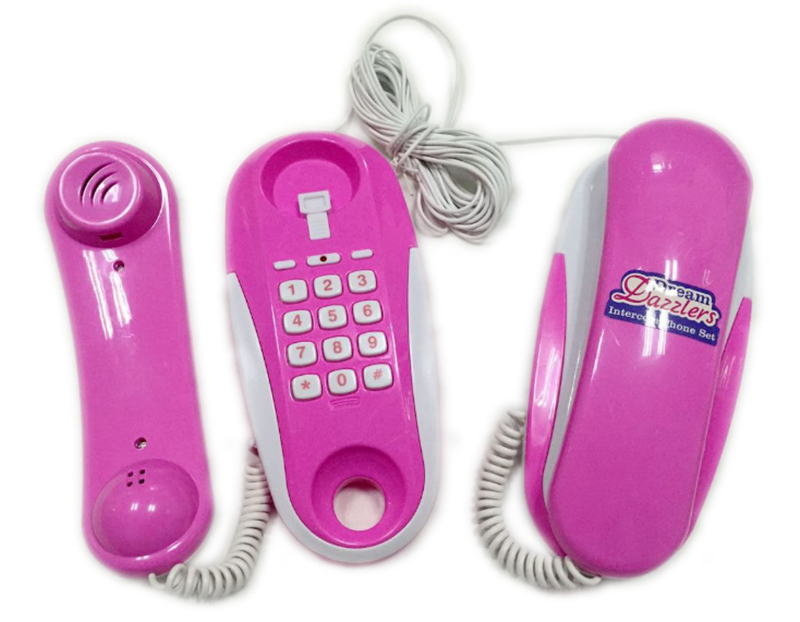 Children Kids Pretend Play Intercom Phone Set Interactive Toy Telephone Set 2 Telephones Ringing Sound Talk to Each Other