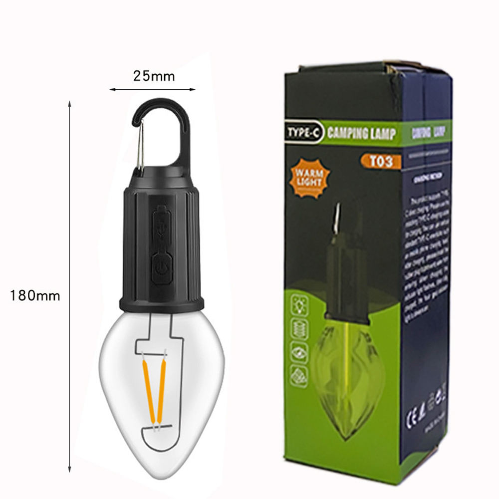 Tragbare hängende Vintage Vintage Laterne im Freien warmes Zelt Licht LED Laterne Glühbirne mit Haken LED Zelt Licht Typ-C USB wiederauf ladbare Lampe: 4.5w