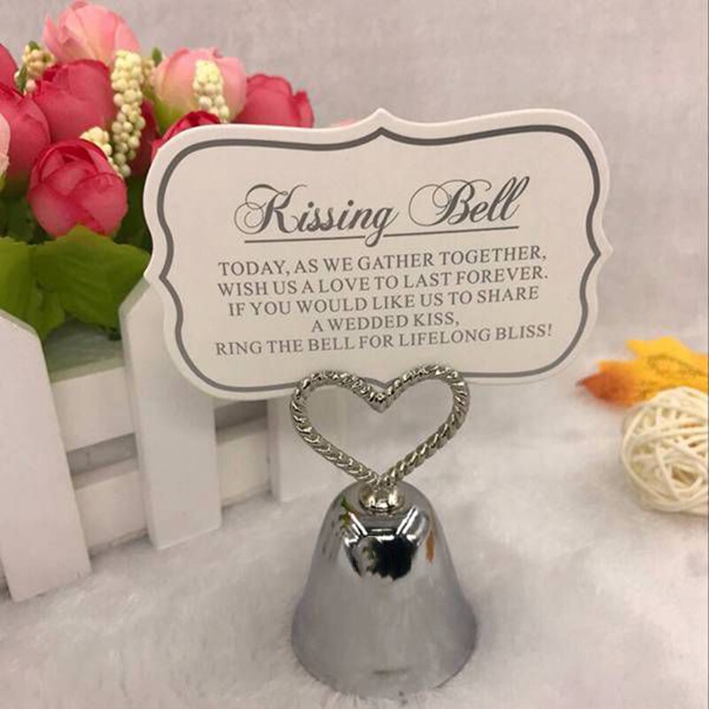 20Pcs"Kissing Bell" Silver Bell Place Card Holder/Photo Holder Wedding Table Decoration Favors