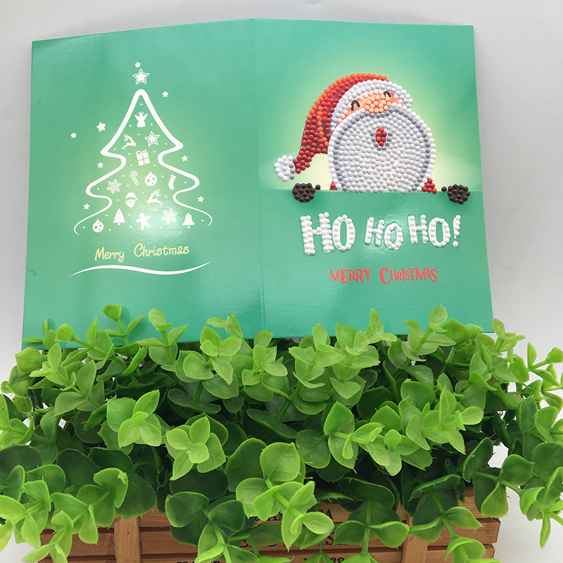 1Pcs Cartoon Paper Greeting Postcards Craft 5D DIY Diamond Painting Kids Festival Greet Cards Mini Santa Claus Merry Christmas: 8
