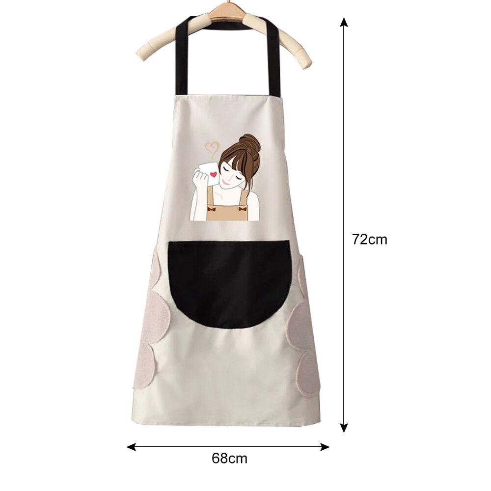 Hand Towel Apron Waterproof Stain Home Kitchen Cooking Waist Korean Cute Bear Hanging Neck Towel Apron Oversleeve