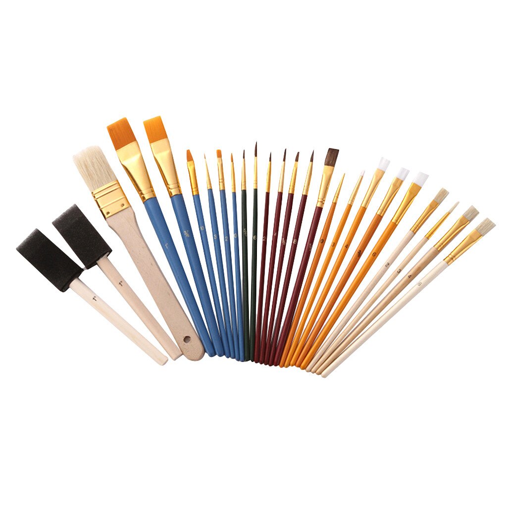 GARVALON 10-Piece Wood Handle Bristle Paint Brush Set – Horse Hair Brushes For Oil, Watercolor, And Acrylic Painting, With Cloth Storage Bag