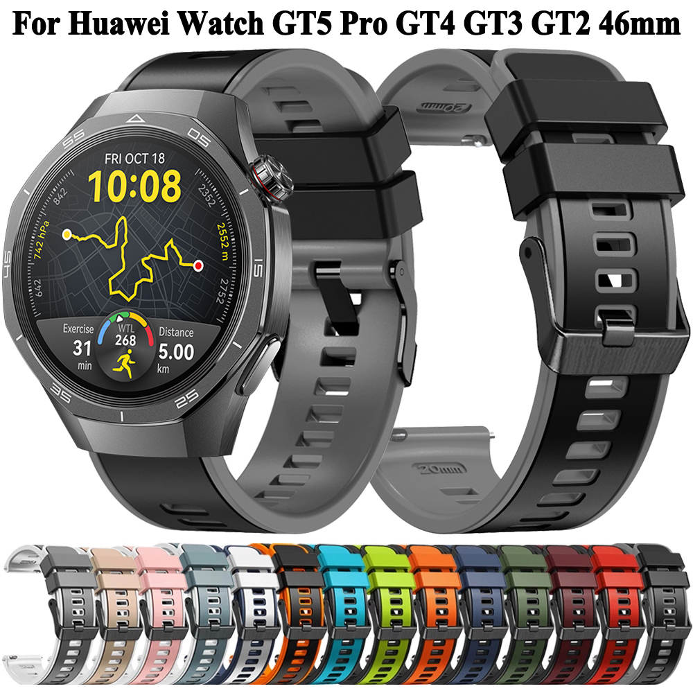 Til huawei watch  gt 5 gt5 pro 46mm rem silikone urrem armbånd til huawei watch  gt3 gt2 pro  gt4 46mm smartwatch-tilbehør