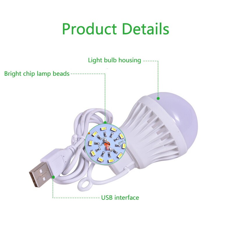 Portable USB LED energy-saving lamp bulb LED ball bulbs for outdoor notebook USB mobile power emergency light bulbs reading lamp