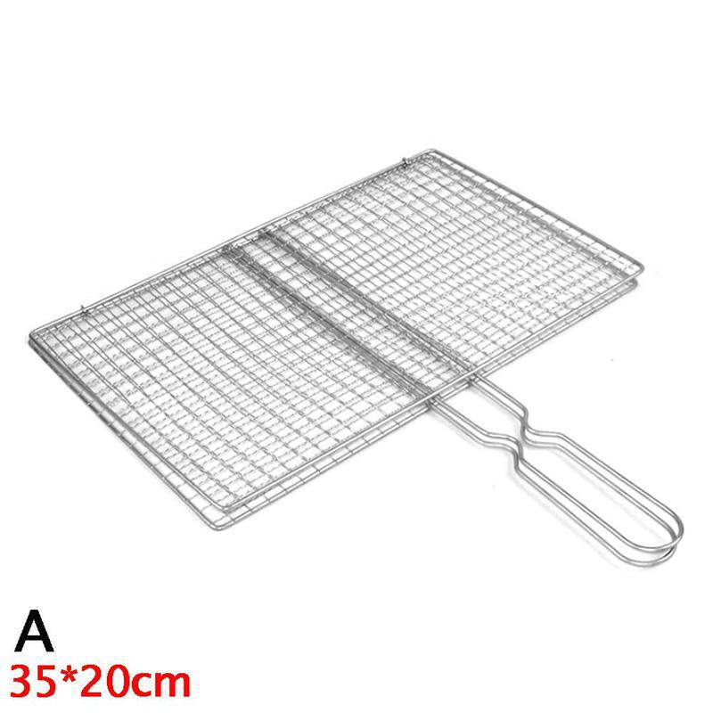 Cesta antiadherente Triple para asador de pescado, parrilla con mango de Metal, rejilla para barbacoa, accesorios para barbacoa, herramienta para exteriores para asar pescado, barbacoa R B0N4: A