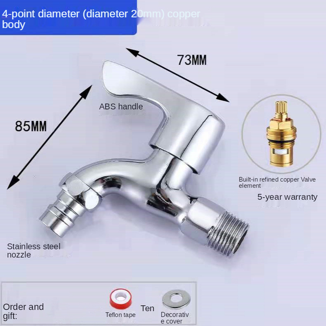 Robinet spécial pour Machine à laver, 1 entrée et 2 sorties, double usage, 4 Points, tout en cuivre, robinet de piscine à vadrouille allongée: jaune clair