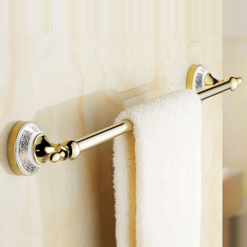 Toallero de estilo Retro montado en la pared, accesorios de baño, HYT-11896-G, 60cm, superficie dorada