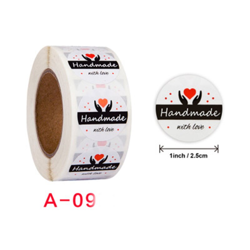 500pcs/roll Handmade Sticker Circle Stationery Seal Labels wedding Sticker Business Packaging Stationery Sticker: A-09