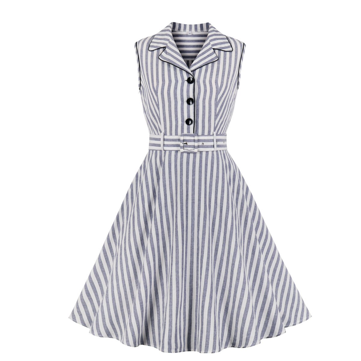Audrey Hepburn – robe de soirée rétro à rayures pour femmes, ceinture, ligne a, sans manches, Vintage, Rockabilly, été: M