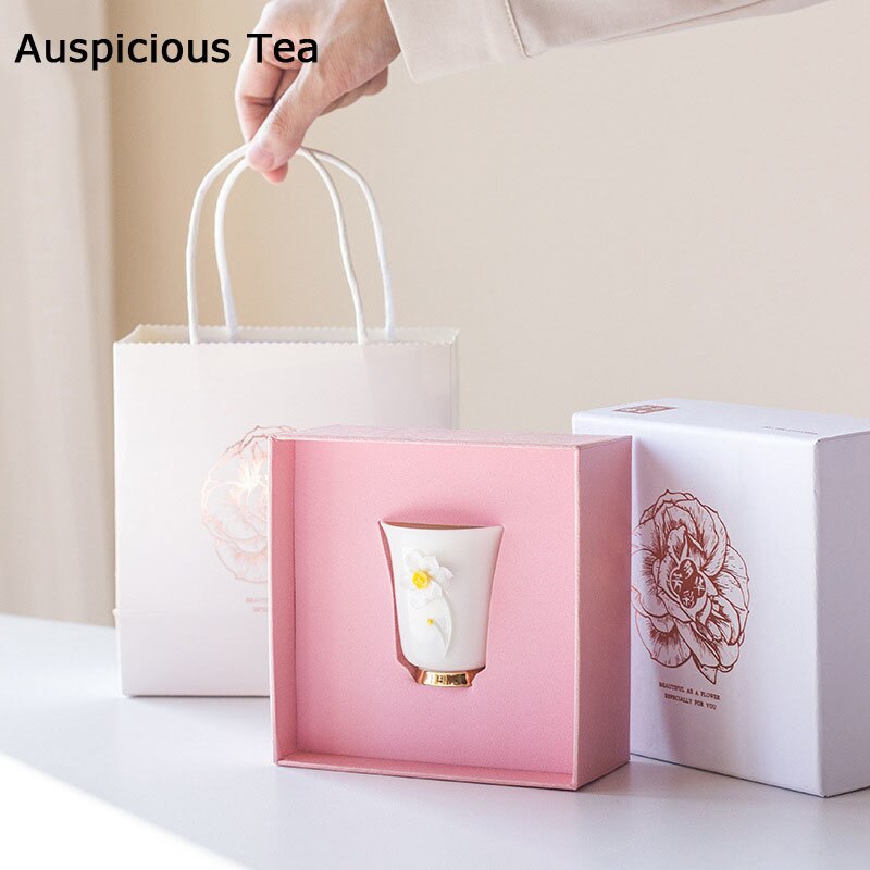 High-end Handmade Pinch Flowers Ceramics Personal Master Cup Household Puer Kung Fu Teaset Tea Ceremony Drinkware Packaging