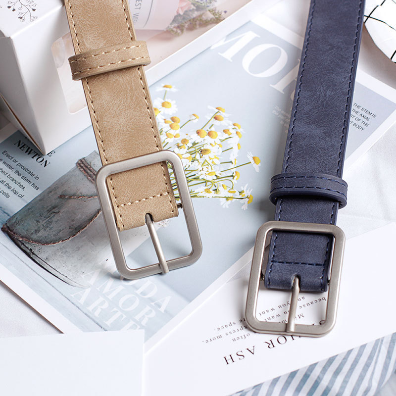 2.8cm breda läder midjebälte svart brun kvinnor fyrkantiga metallspänne bälten dam dam bälten för jeans