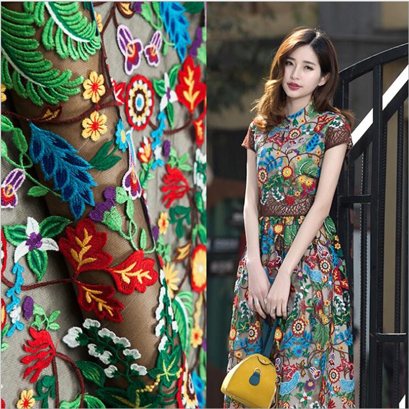 Modern Flower Pattern Beautiful Cotton Lace Fabric Mesh Patchwork Fabric Cloth Sewing Tissu au Metre DIY Tecidos