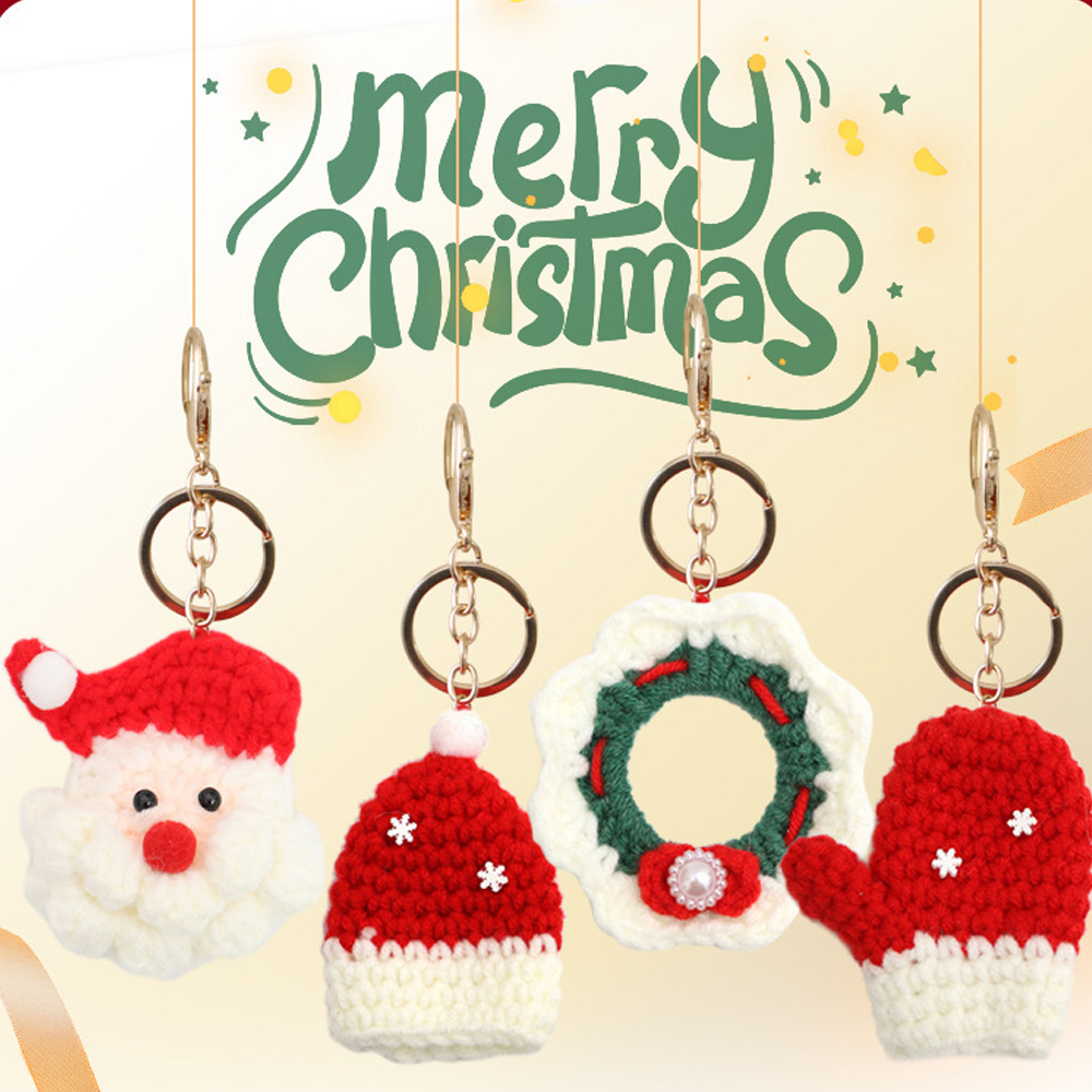 Pendentifs de Noël au Crochet - Porte-clés de Noël Tissés à la Main - Jolie Décoration de Sac pour Amis