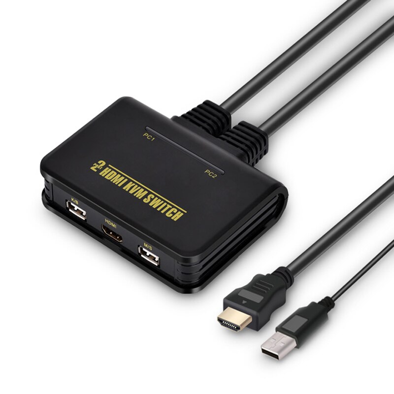 Hdmi Kvm Switch 2 In 1 Out Usb Auto Hdmi Computer Schakelaar 2 Computers Gedeeld Toetsenbord Muis Display Gratis 2 kabels Ondersteunen 1080P